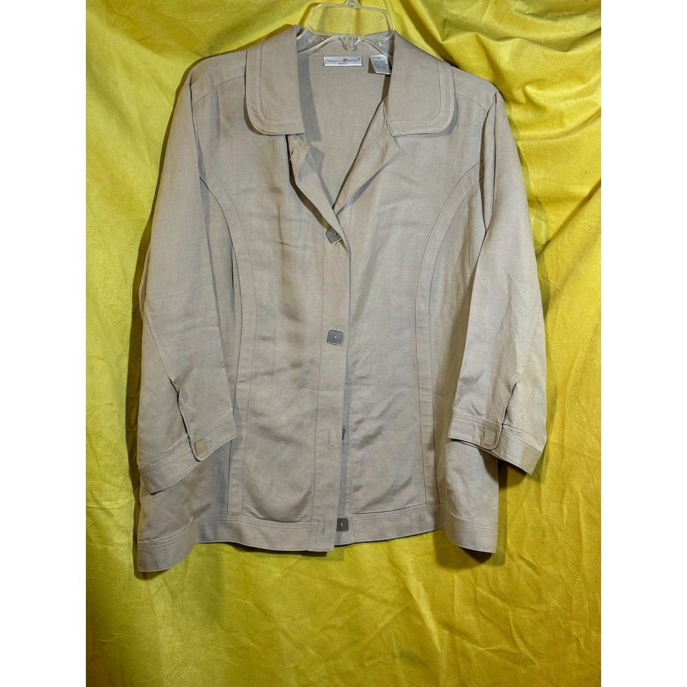 Preswick & Moore Tan Linen Blend Pant Suit Set 1X Jacket and Trousers 2 Piece
